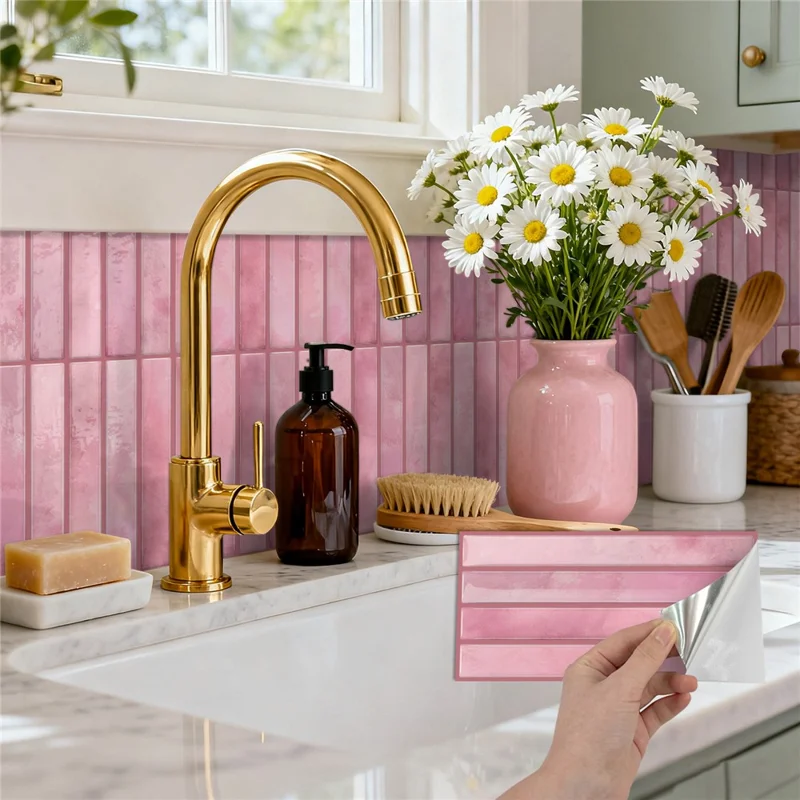 24Pcs 24.6x12x0.12cm 3D Wall Tiles Stickers Waterproof Oil-Proof Self-Adhesive Wall Decals Backsplash for Kitchen Bathroom - ETP05