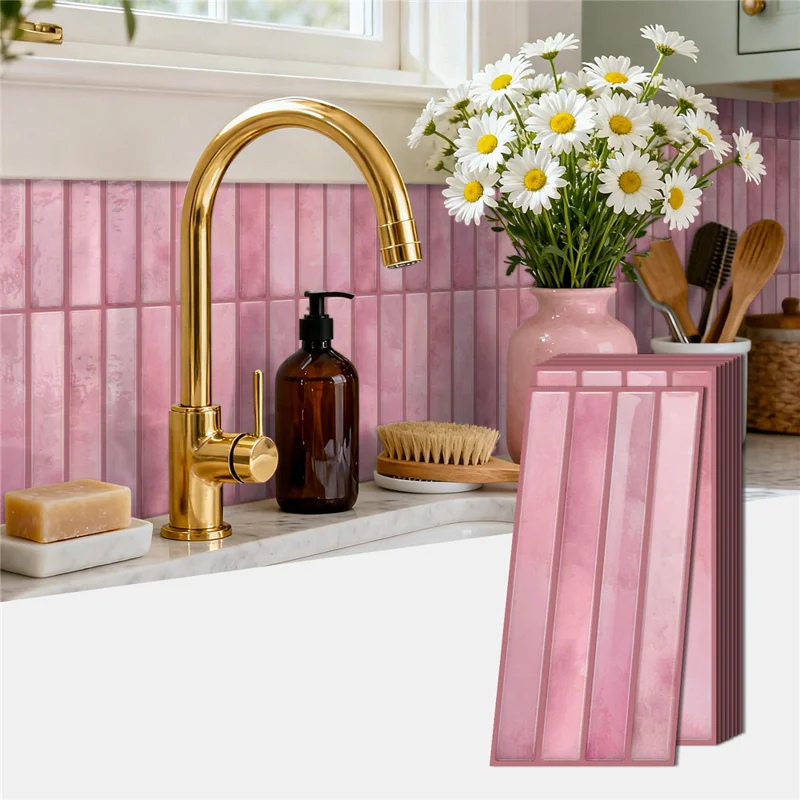 24Pcs 24.6x12x0.12cm 3D Wall Tiles Stickers Waterproof Oil-Proof Self-Adhesive Wall Decals Backsplash for Kitchen Bathroom - ETP05