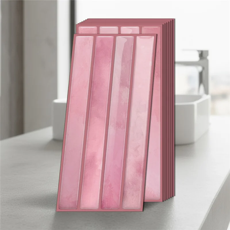 24Pcs 24.6x12x0.12cm 3D Wall Tiles Stickers Waterproof Oil-Proof Self-Adhesive Wall Decals Backsplash for Kitchen Bathroom - ETP05