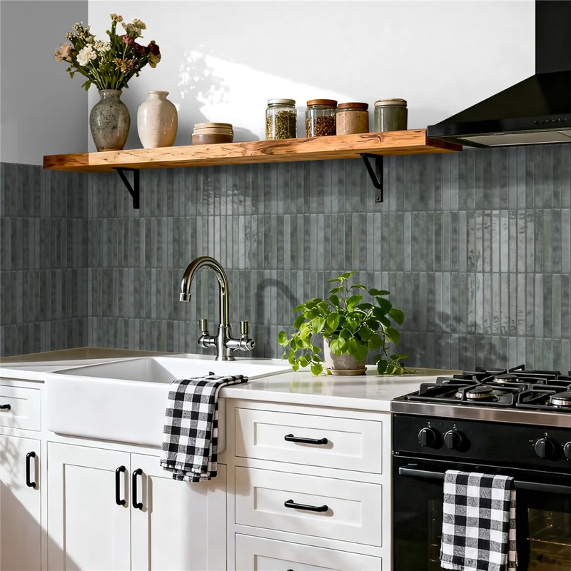 24Pcs 24.6x12x0.12cm 3D Wall Tiles Stickers Waterproof Oil-Proof Self-Adhesive Wall Decals Backsplash for Kitchen Bathroom - ETP05