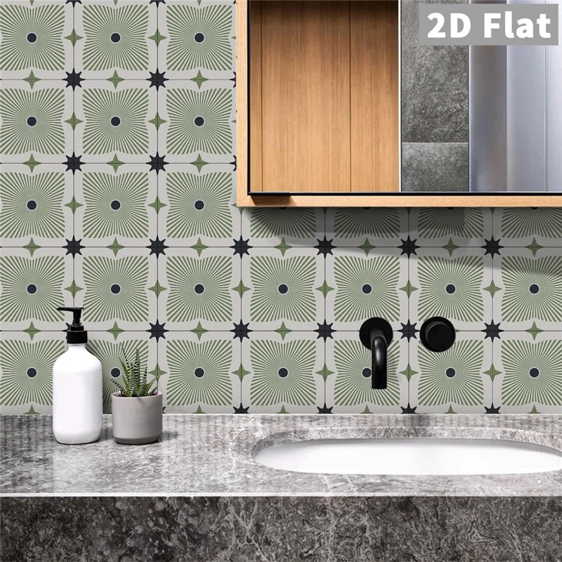 12 Unidades 15x15x0,175 cm 2D Planas Adhesivas Autoadhesivas Impermeables para Paredes de Cocina y Baño - ART226