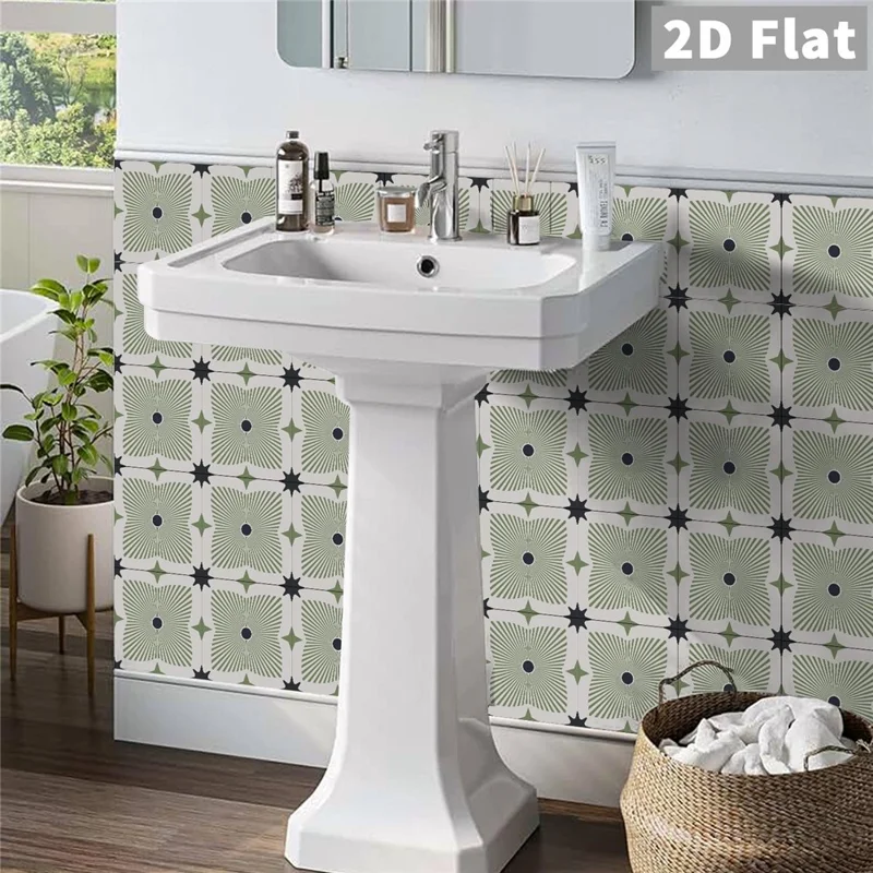 12 Unidades 15x15x0,175 cm 2D Planas Adhesivas Autoadhesivas Impermeables para Paredes de Cocina y Baño - ART226