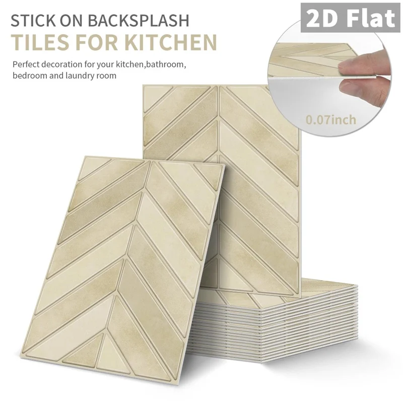 14Pcs 17x23x0.18cm Self-Adhesive Wall Tiles Stickers Chevron Pattern Peel and Stick Wall Backsplash for Kitchen Bathroom - GST72
