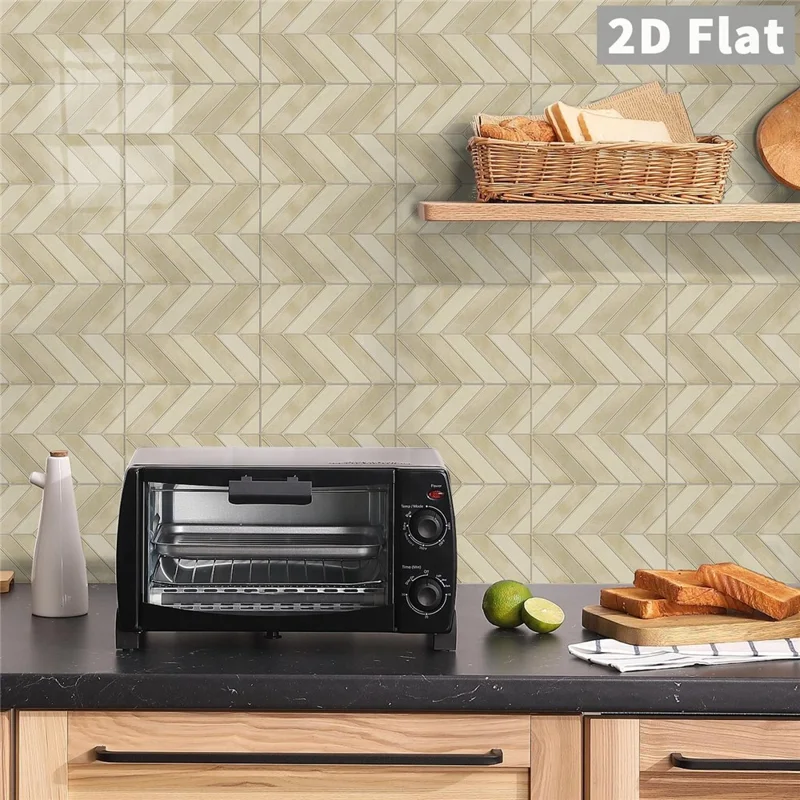 14Pcs 17x23x0.18cm Self-Adhesive Wall Tiles Stickers Chevron Pattern Peel and Stick Wall Backsplash for Kitchen Bathroom - GST72