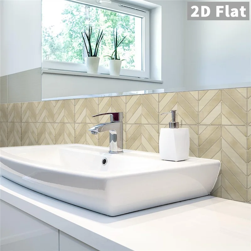 14Pcs 17x23x0.18cm Self-Adhesive Wall Tiles Stickers Chevron Pattern Peel and Stick Wall Backsplash for Kitchen Bathroom - GST72