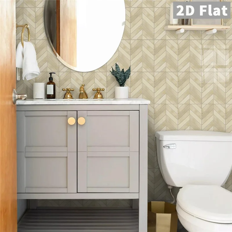 14Pcs 17x23x0.18cm Self-Adhesive Wall Tiles Stickers Chevron Pattern Peel and Stick Wall Backsplash for Kitchen Bathroom - GST72
