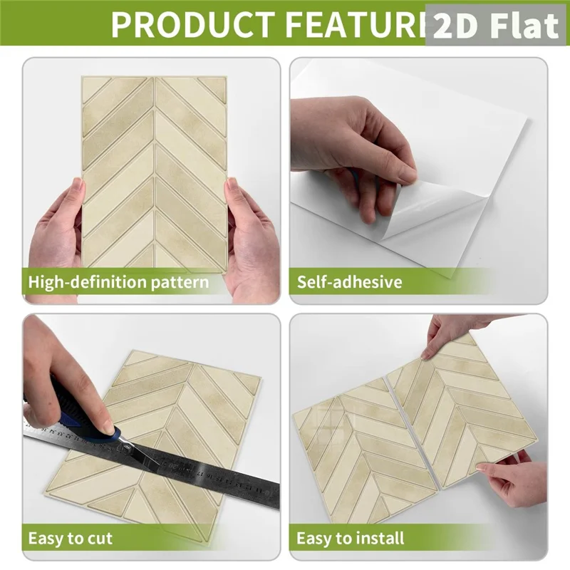 14Pcs 17x23x0.18cm Self-Adhesive Wall Tiles Stickers Chevron Pattern Peel and Stick Wall Backsplash for Kitchen Bathroom - GST72