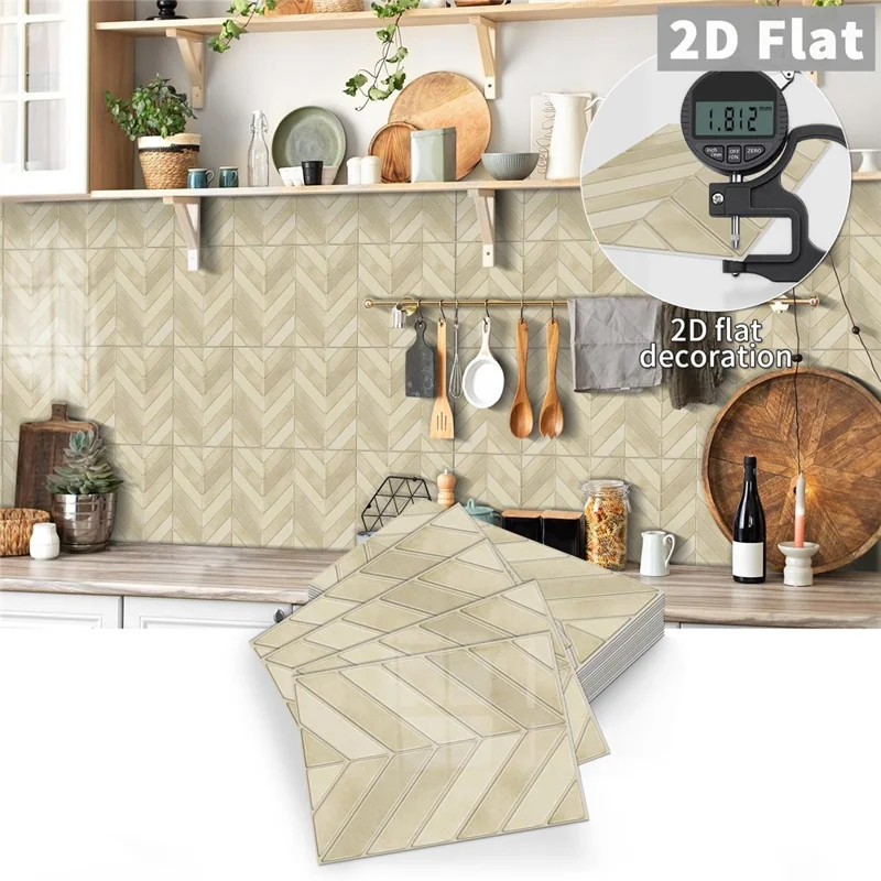 14Pcs 17x23x0.18cm Self-Adhesive Wall Tiles Stickers Chevron Pattern Peel and Stick Wall Backsplash for Kitchen Bathroom - GST72