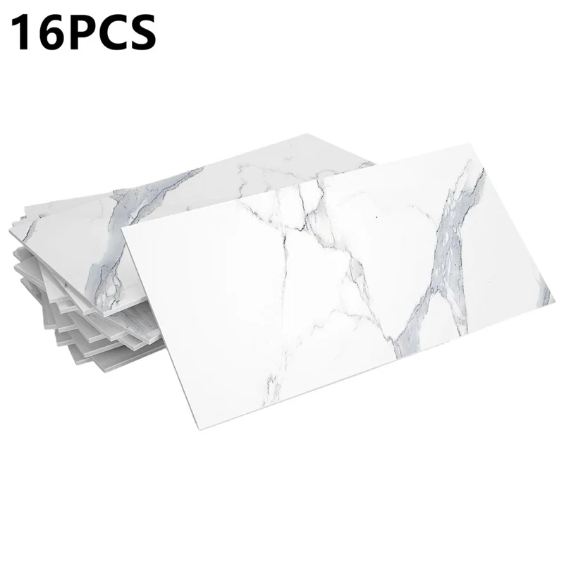 SJM 16Pcs 10.16x20.32x0.178cm Self-Adhesive Peel Stick Wall Tiles Stickers Waterproof Marble Pattern Backsplash Decals for Kitchen Bathroom - SJM01