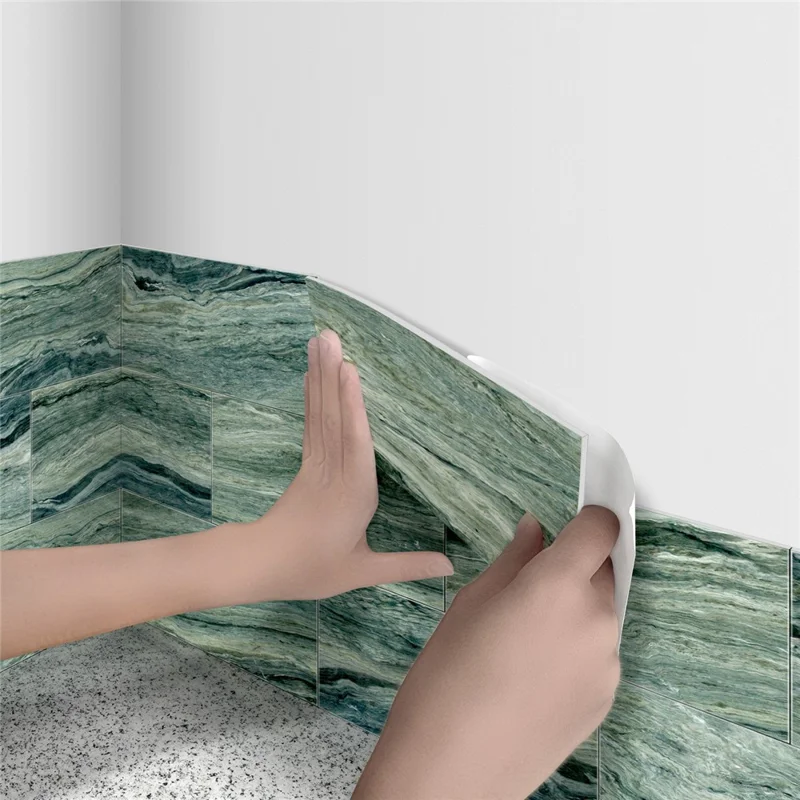 SJM 16Pcs 10.16x20.32x0.178cm Self-Adhesive Peel Stick Wall Tiles Stickers Waterproof Marble Pattern Backsplash Decals for Kitchen Bathroom - SJM01