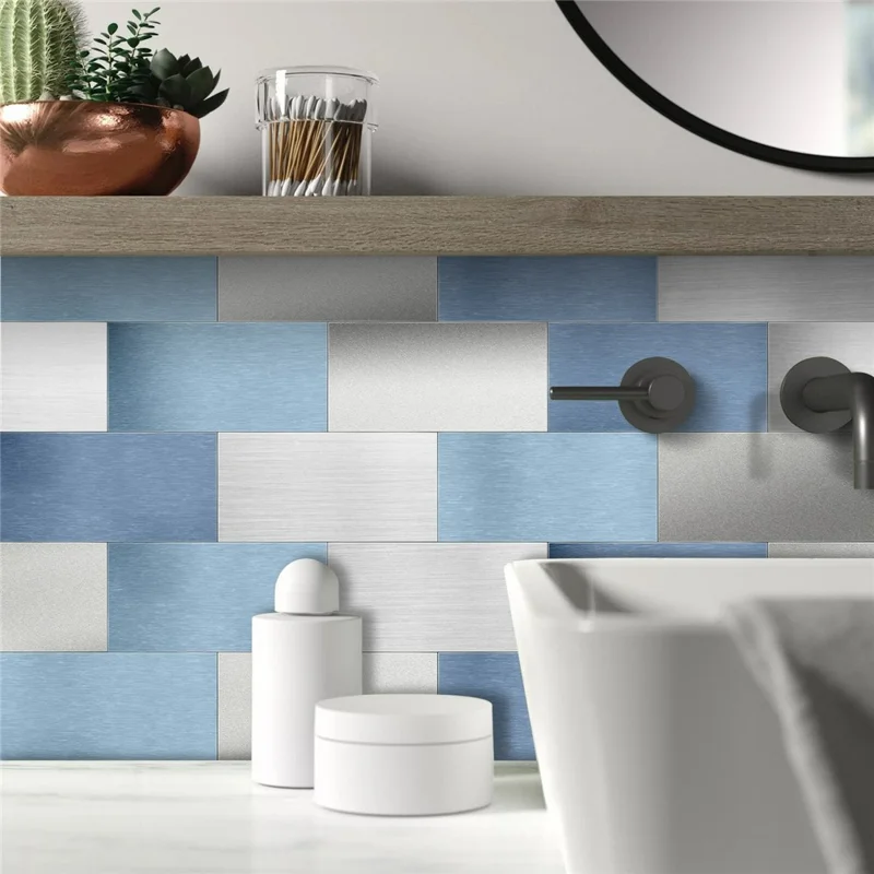 SJM 16Pcs 10.16x20.32x0.178cm Self-Adhesive Peel Stick Wall Tiles Stickers Waterproof Marble Pattern Backsplash Decals for Kitchen Bathroom - SJM01