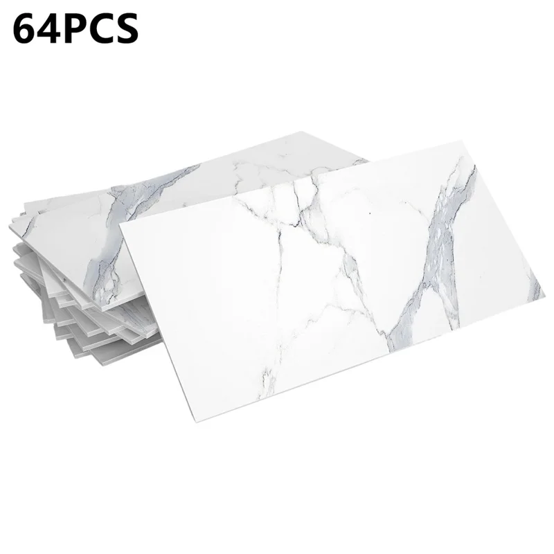 SJM 64Pcs 10.16x20.32x0.178cm Self-Adhesive Peel Stick Wall Tiles Stickers Waterproof Marble Pattern Backsplash Decals for Kitchen Bathroom - SJM01