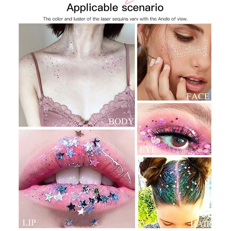 6 Colors Glitter Gel Set Chunky Holographic Body Glitter for Face Glitter Makeup Eye Lips Hair Nail Glitter Eyeshadow, No Need Glue - 105#