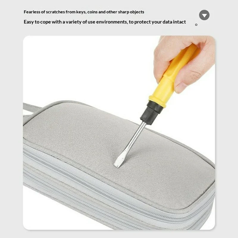 Double Layer Data Cable Organizer Bag for Travel Portable Storage Pouch Anti-scratch Waterproof Electronics Accessories Case - Grey