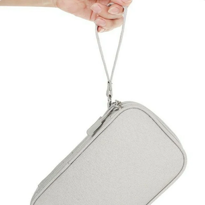 Double Layer Data Cable Organizer Bag for Travel Portable Storage Pouch Anti-scratch Waterproof Electronics Accessories Case - Grey
