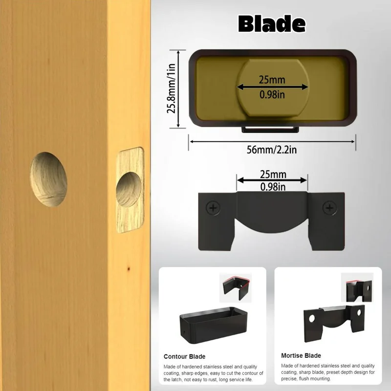 Kit per incasso serrature per porte, kit di installazione serrature per porte spesse 1-3/8 e 1-3/4 pollici - Verde