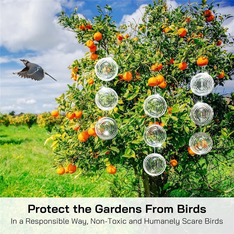 12 stuks 3D RVS Reflecterende Vogelverdrijf Schijven Windspinner Tuindecoratie voor Buiten, Tuin, Boomgaard