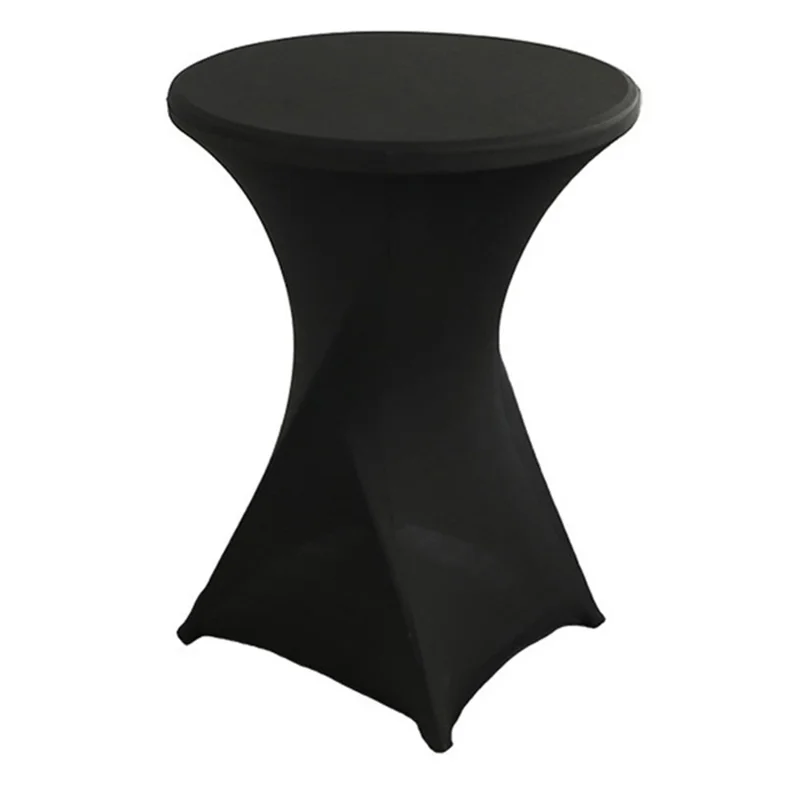 80x110cm Cocktail Table Cover Elastic Tablecloth High Top Bar Table Cover for Wedding Party Events - Black
