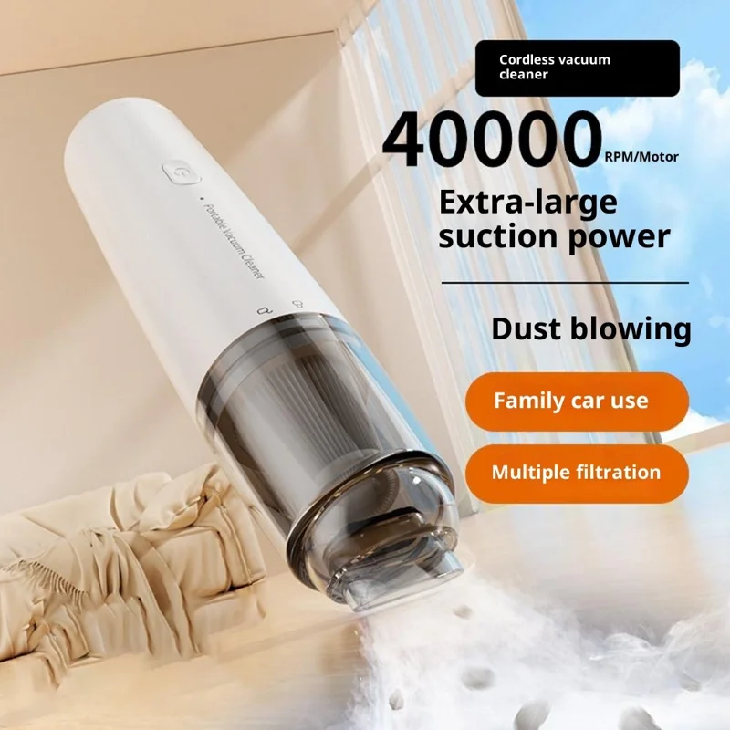 SY01-Q8 Portable Handheld Vacuum Cleaner 50W Cordless Powerful Suction Dust Blower for Car Home Use - White