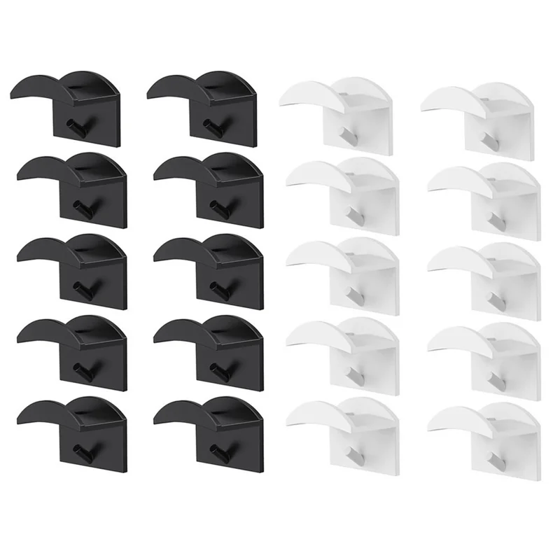 20Pcs No Drilling Baseball Cap Wall Mount Organizer Adesivo Hat Hook Plastic Minimalist Hanger Rack, Nero+Bianco