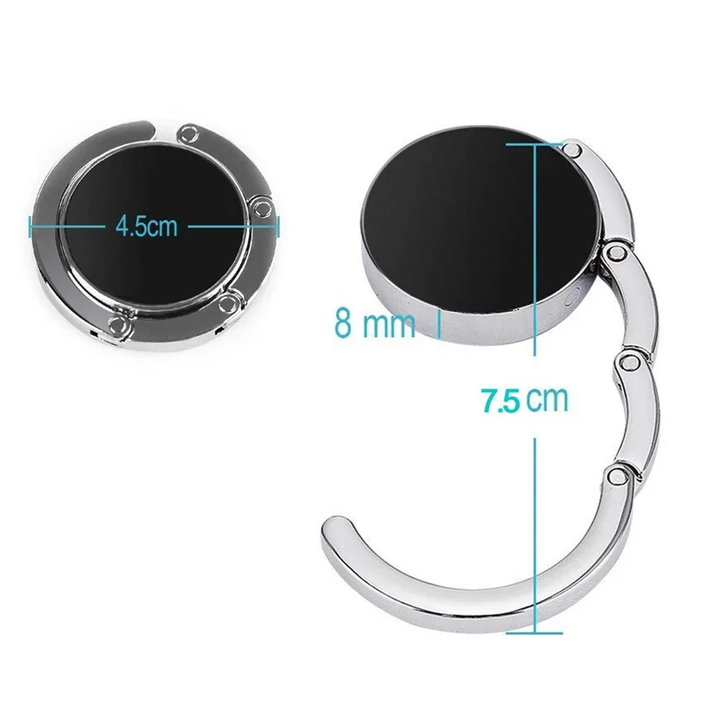 Floral Print Foldable Purse Hook Magnetic Quick-Release Round Metal Bag Hanger Clip Portable Table Edge Clamp - Pink