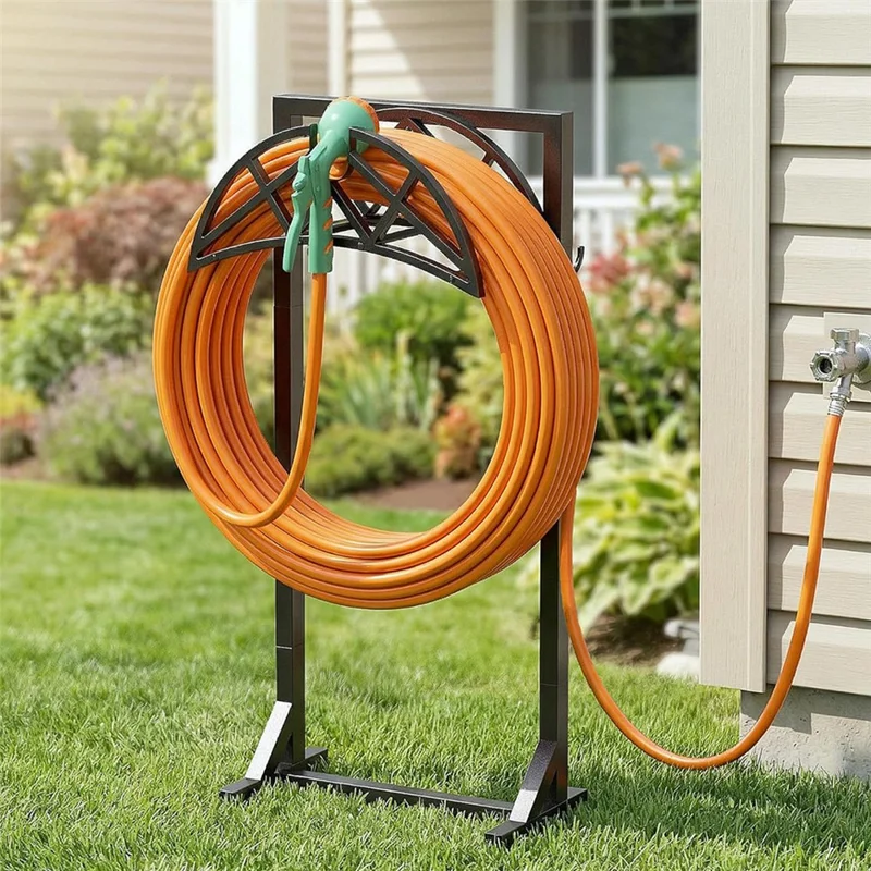 Freestanding Hose Holder 150ft Capacity Heavy Duty Metal Stand Storage Rack for Garden Lawn