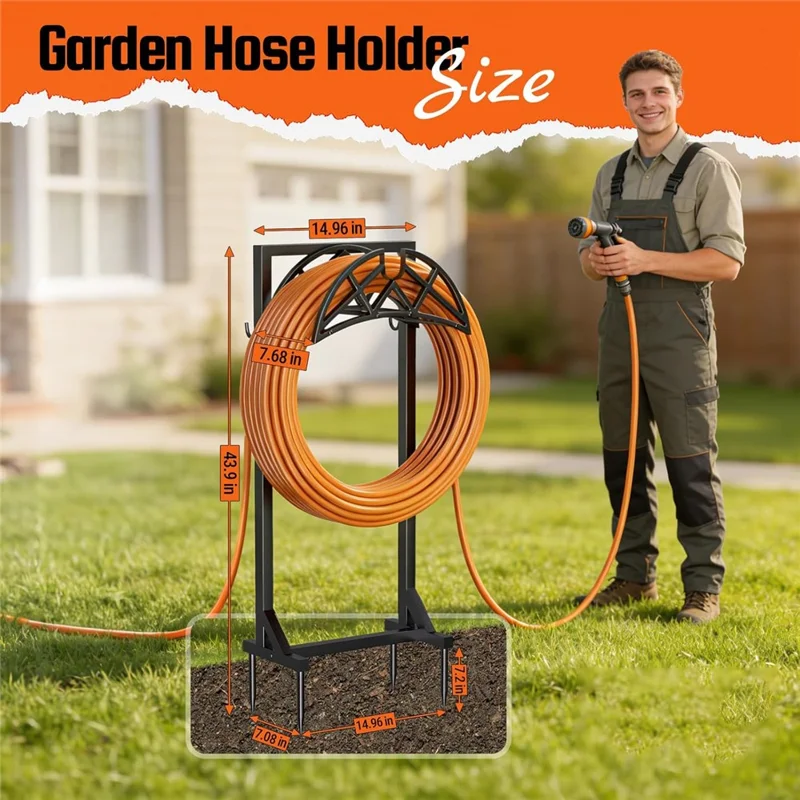 Freestanding Hose Holder 150ft Capacity Heavy Duty Metal Stand Storage Rack for Garden Lawn