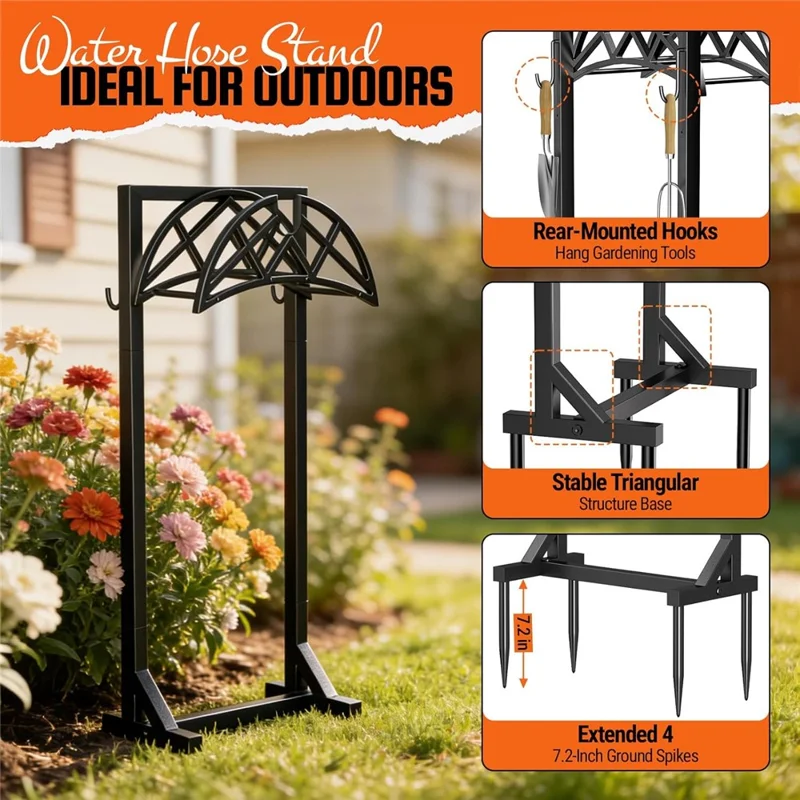 Freestanding Hose Holder 150ft Capacity Heavy Duty Metal Stand Storage Rack for Garden Lawn