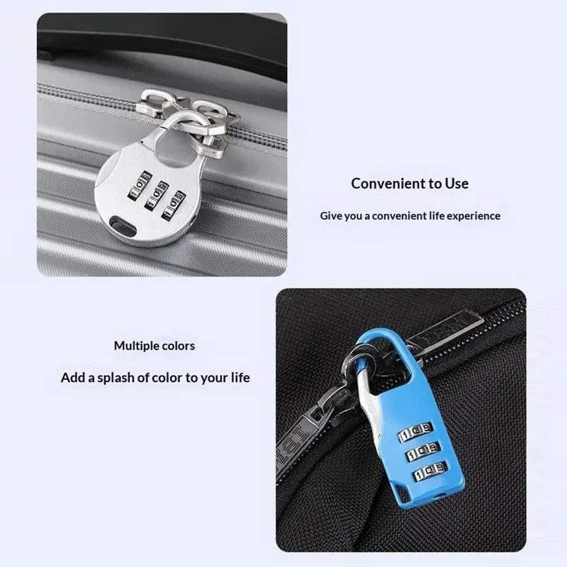 Mini Padlock 3-Digit Combination Lock Zinc Alloy Carabiner Shackle Security Lock for Luggage Backpack Gym Locker - Round  /  Black