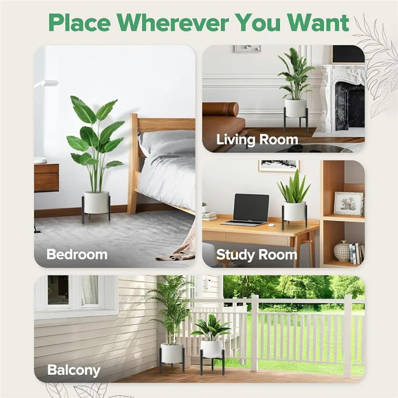 Soporte de 8-12 pulgadas con ancho ajustable para plantas, estructura telescópica triangular, soporte para macetas, interior y exterior - Negro
