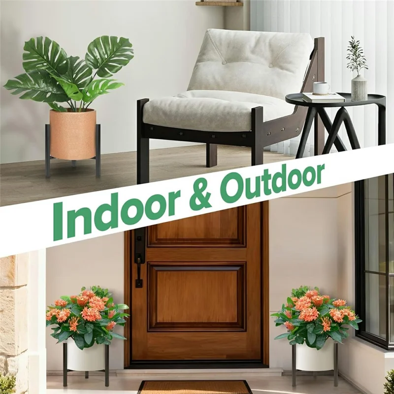 Soporte de 8-12 pulgadas con ancho ajustable para plantas, estructura telescópica triangular, soporte para macetas, interior y exterior - Negro
