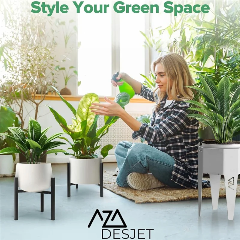 Soporte de 8-12 pulgadas con ancho ajustable para plantas, estructura telescópica triangular, soporte para macetas, interior y exterior - Negro