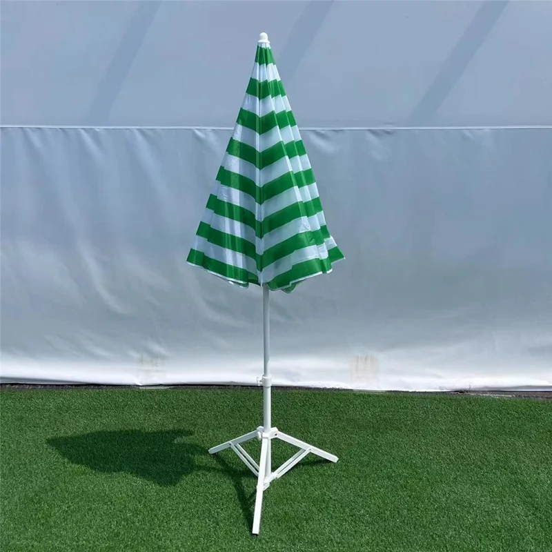 ST-STS-TW1 1.6m Diameter Outdoor Patio Umbrella Stripe Adjustable Beach Garden Parasol without Base - Green White  /  Stripe