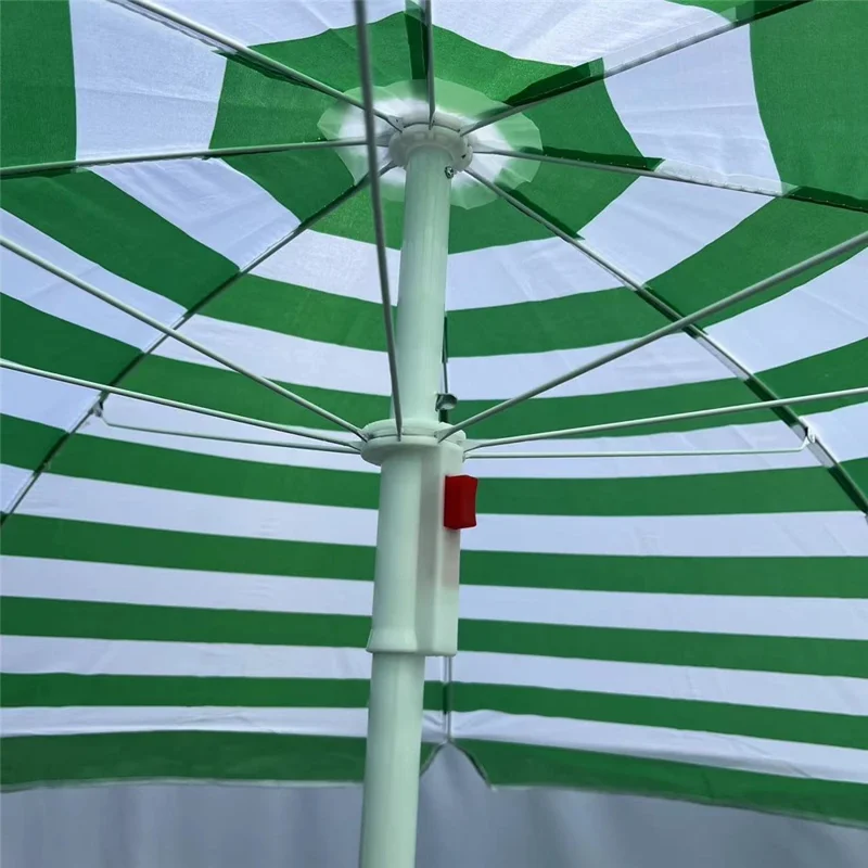 ST-STS-TW1 1.6m Diameter Outdoor Patio Umbrella Stripe Adjustable Beach Garden Parasol without Base - Green White  /  Stripe
