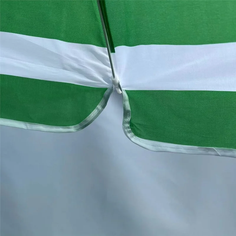 ST-STS-TW1 1.6m Diameter Outdoor Patio Umbrella Stripe Adjustable Beach Garden Parasol without Base - Green White  /  Stripe