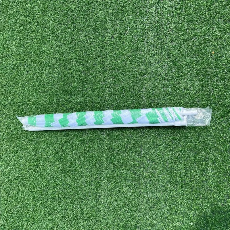 ST-STS-TW1 1.6m Diameter Outdoor Patio Umbrella Stripe Adjustable Beach Garden Parasol without Base - Green White  /  Stripe