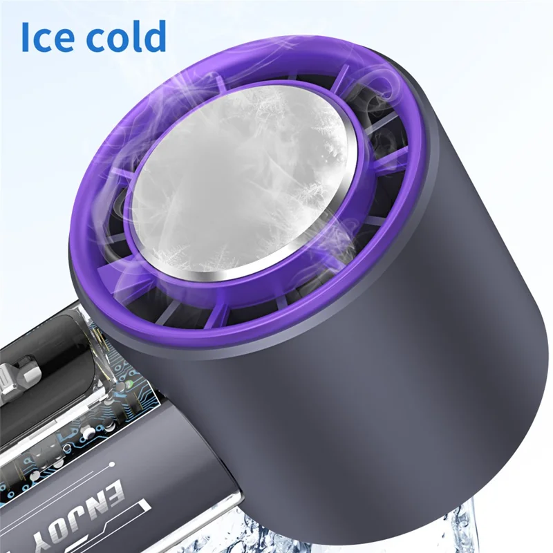Ventaglio Portatile T-18 con Display LED Regolabile a 100 Velocità, Design Trasparente, Mini Ventola con Compressione Fredda - Grigio