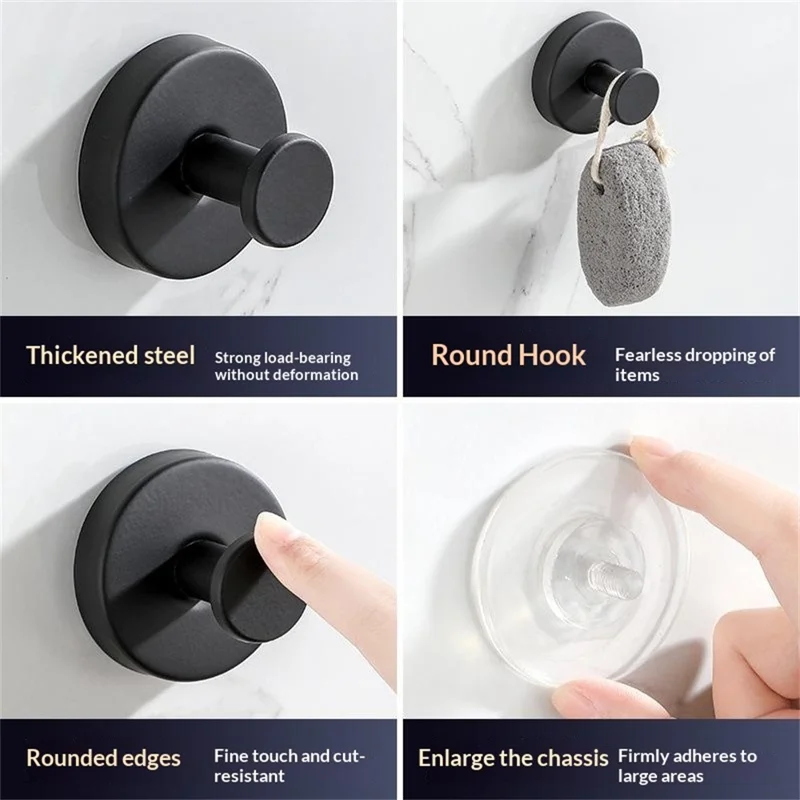 Ganci da Parete in Acciaio Inossidabile con Ventosa, Gancio da Parete senza Foratura, Appenditutto per Bagno e Cucina - Argento