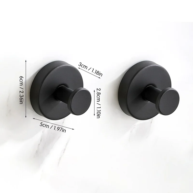 2 Pezzi Ganci a Ventosa in Acciaio Inossidabile Ganci da Parete senza Foratura Appenditutto per Bagno Cucina - Nero