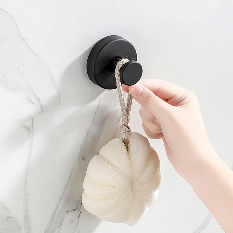 4 Pezzi Ganci da Parete in Acciaio Inossidabile con Ventosa Installazione Senza Forare Appenditutto per Bagno e Cucina - Nero