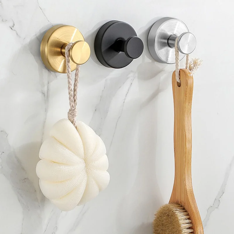 4 Pezzi Ganci da Parete in Acciaio Inossidabile con Ventosa Installazione Senza Forare Appenditutto per Bagno e Cucina - Nero