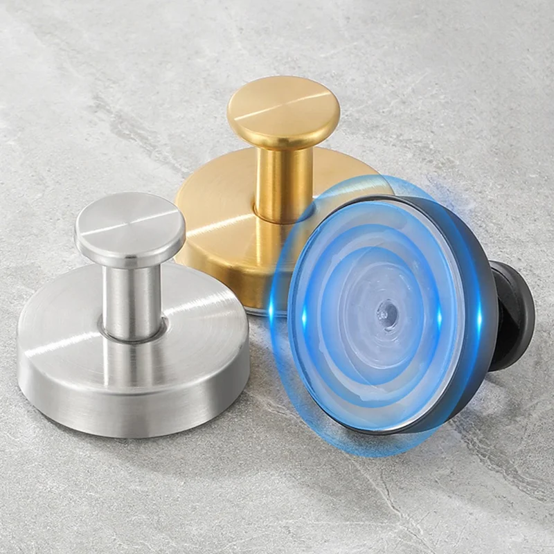 4 Pezzi Ganci da Parete in Acciaio Inossidabile con Ventosa Installazione Senza Forare Appenditutto per Bagno e Cucina - Nero
