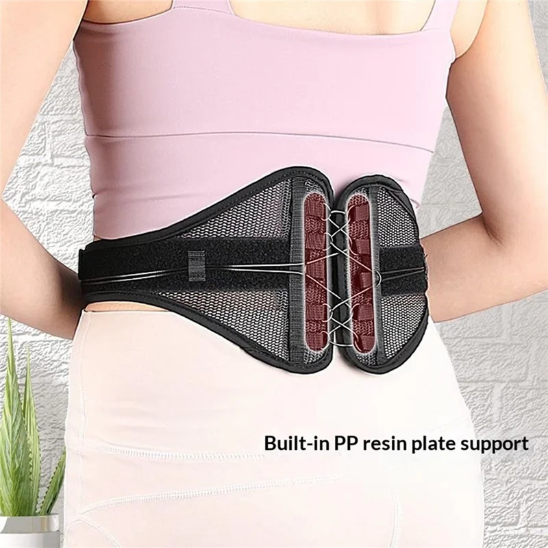 حزام دعم قطني من شبكة تنفس بدعم راتنج PP بحزام سحب مزدوج لحماية الظهر والوضعية - M / 30-60 كجم