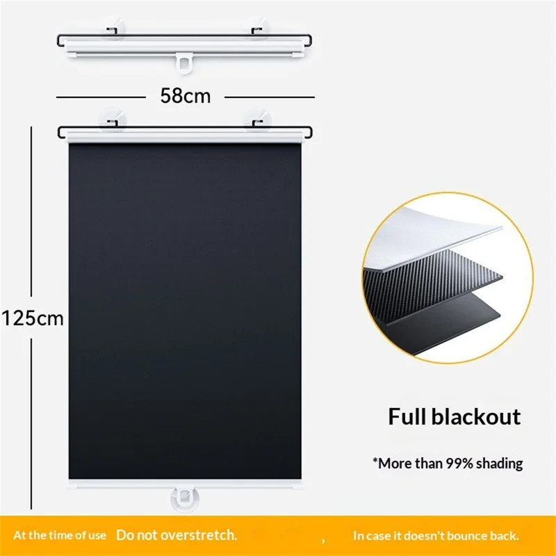 ST-5022 58x125cm Car Window Sunshade Auto Retractable Suction Cup Blackout Curtain for Car Bedroom
