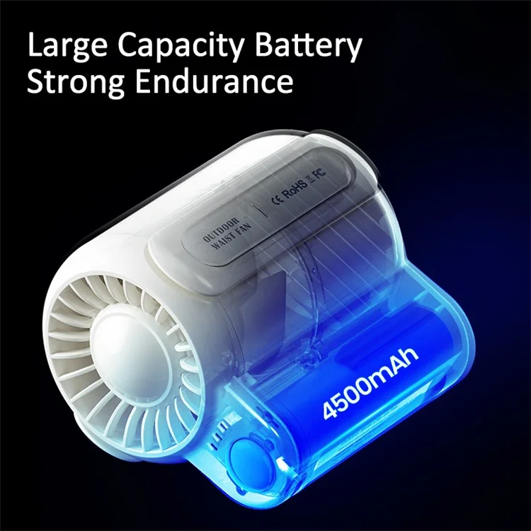 Ventilateur de poche portable mini rechargeable USB pour l'été, pince pour ceinture et support (certifié CE) - Vert