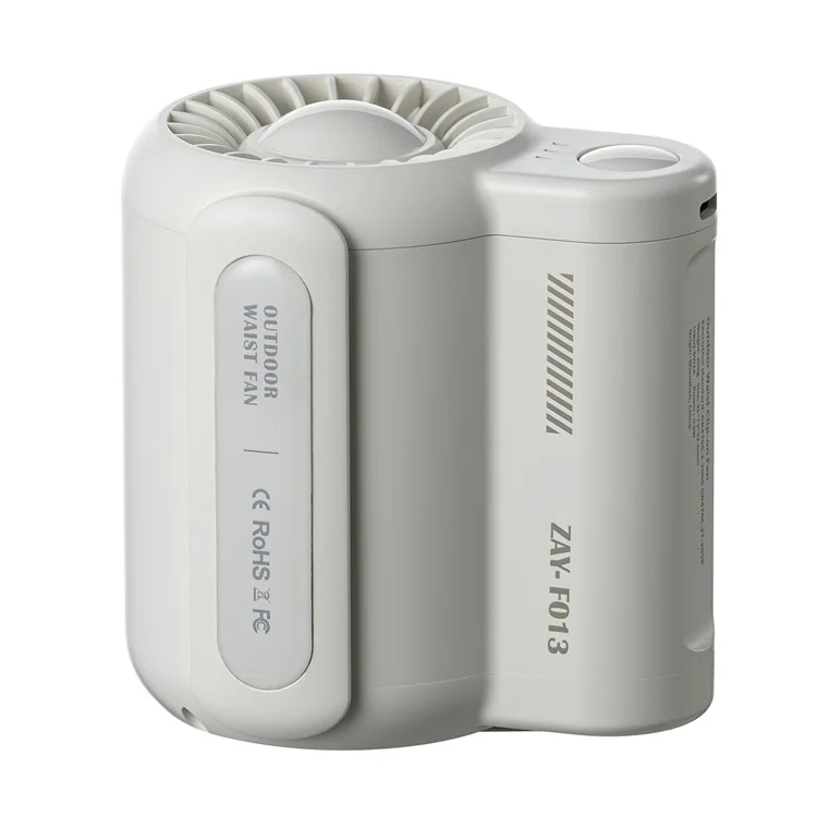 F013 Ventilateur Mini Portable USB Rechargeable Refroidissement Été Portable Pince à Ceinture (Certifié CE) - Blanc