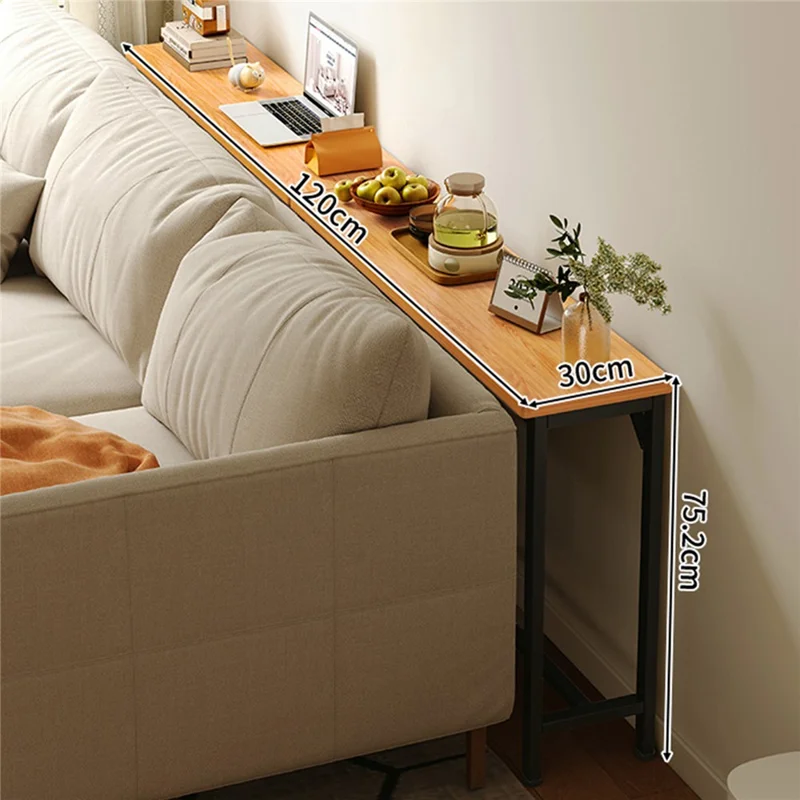 Kommode 120x30 cm smal sidsbord til sofa opbevaringshylde til gang stue soveværelse - Pæretræ + sort ramme
