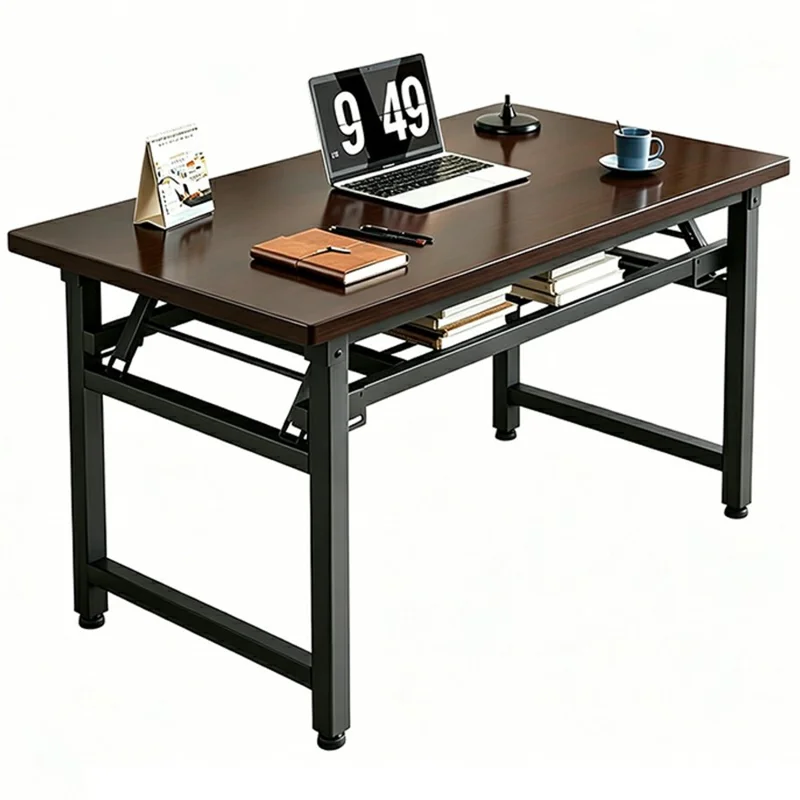 Falttisch 100x60x75 cm, Doppelschicht, Doppelstange, Computertisch, Schreibtisch, Esstisch, keine Montage erforderlich – Schwarz