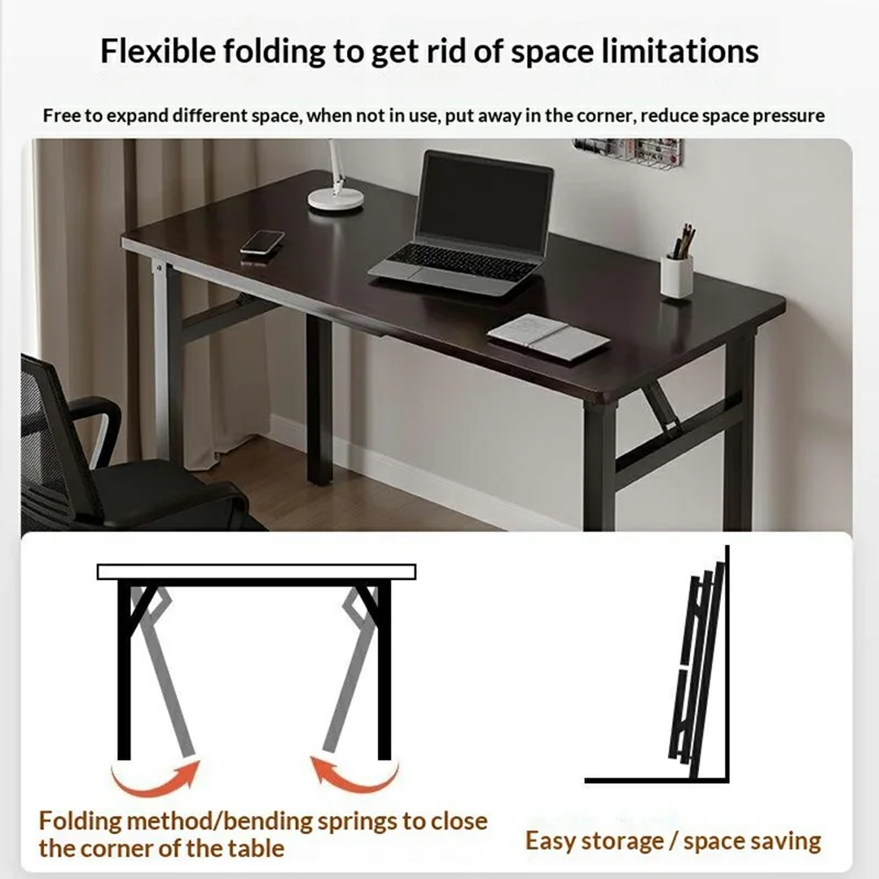 Falttisch 100x60x75 cm, Doppelschicht, Doppelstange, Computertisch, Schreibtisch, Esstisch, keine Montage erforderlich – Schwarz