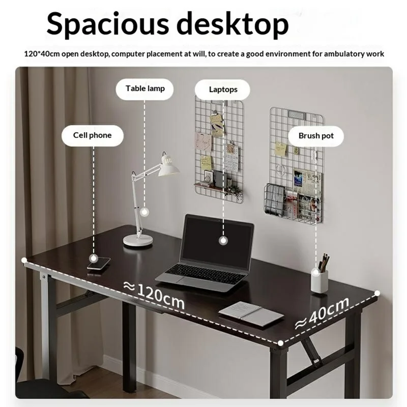 Falttisch 100x60x75 cm, Doppelschicht, Doppelstange, Computertisch, Schreibtisch, Esstisch, keine Montage erforderlich – Schwarz